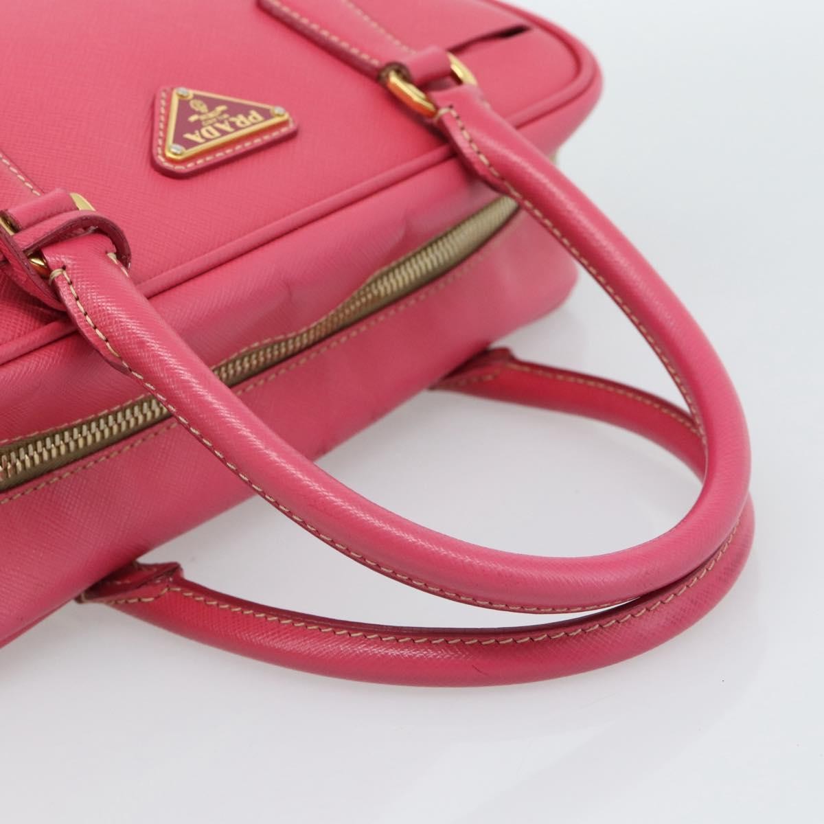Prada Bauletto Saffiano Leather Pink Leather Handbag (Pre-Owned)