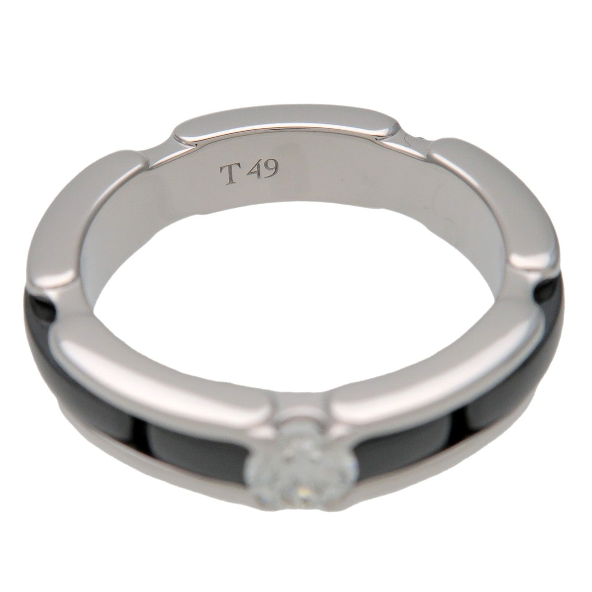 Chanel Ultra Link 18K White Gold And Ceramic With Diamond Silver White_Gold Ring Jewelry (Pre-Owned)