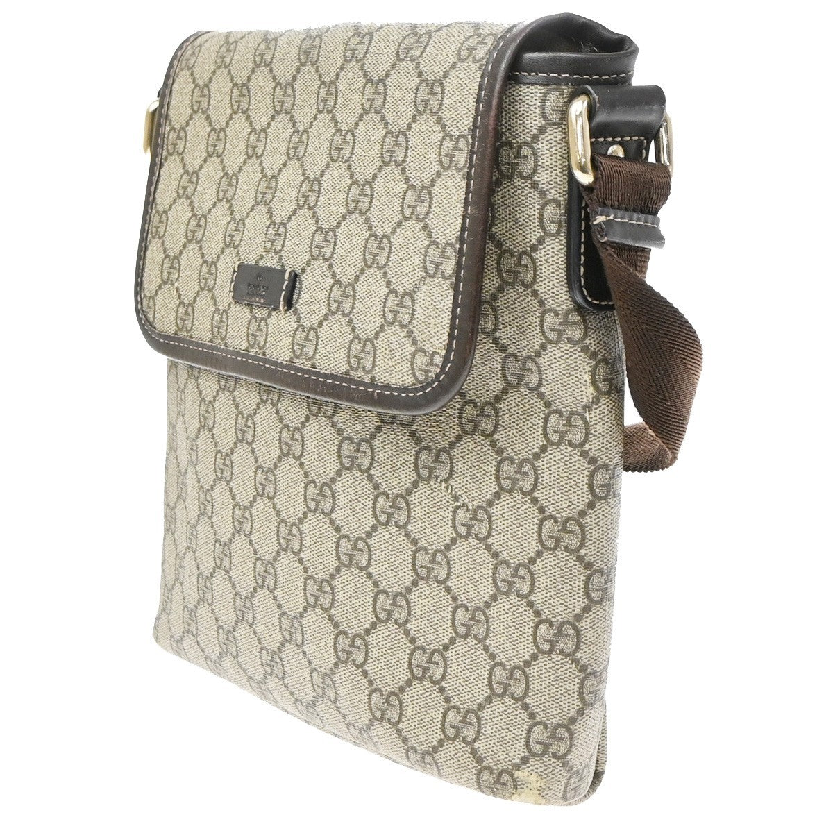 Gucci Flap Messenger Gg Coated Canvas Beige Canvas Crossbody Bag Bag (Pre-Owned)