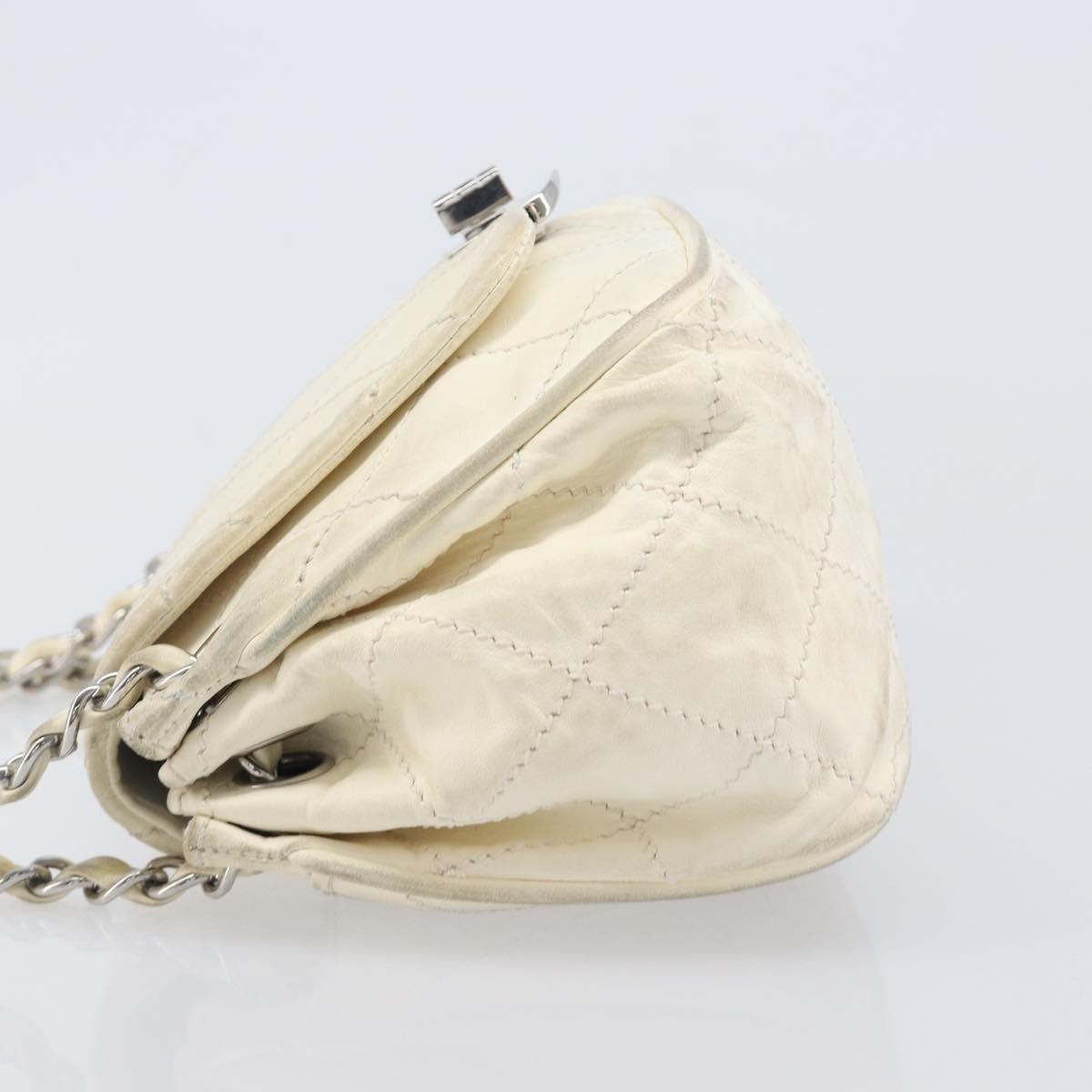 Chanel Mademoiselle Lock Accordion Flap Quilted Lambskin Beige Leather Handbag (Pre-Owned)