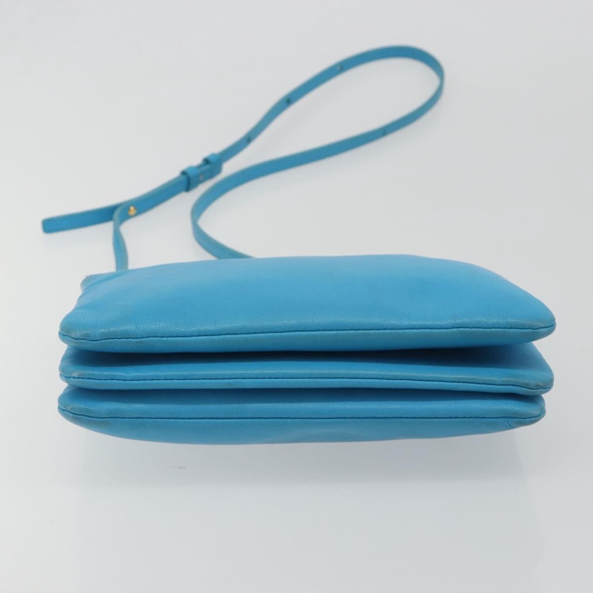 Celine Trio Leather Blue Leather Crossbody Bag Bag (Pre-Owned)