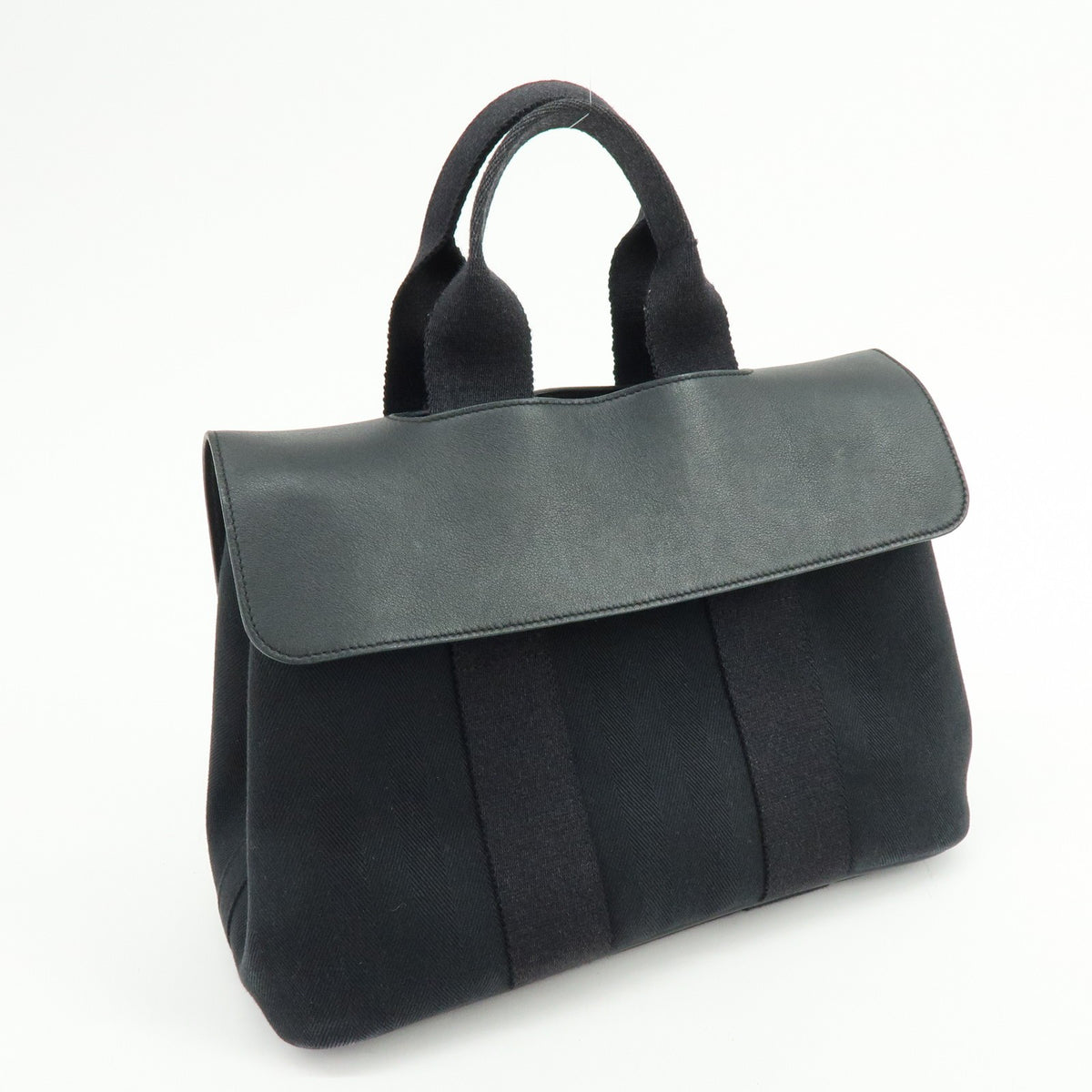 Hermes Valparaiso Toile And Leather Black Canvas Handbag (Pre-Owned)