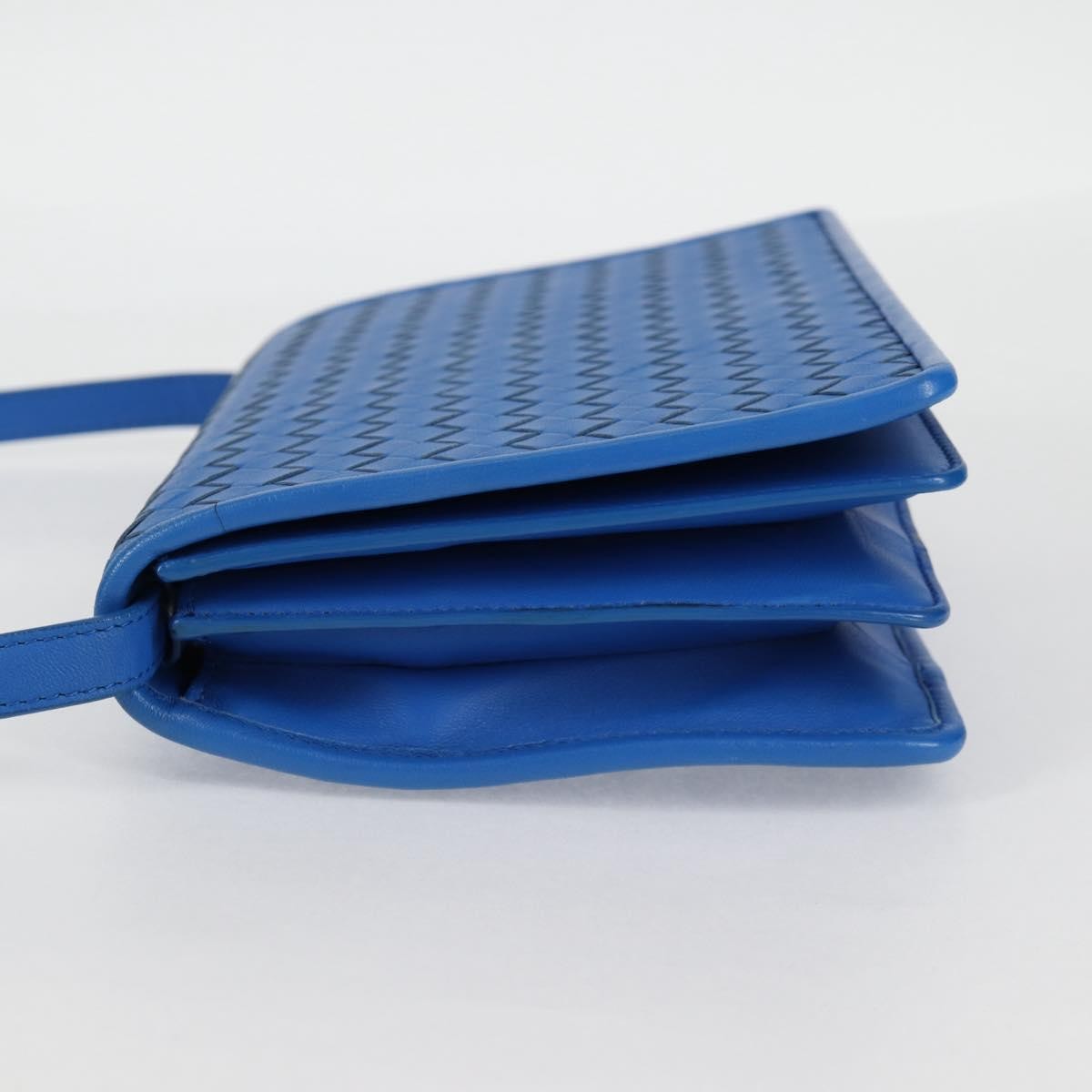 Bottega Veneta Double Compartment Flap Intrecciato Nappa Blue Leather Shoulder Bag Bag (Pre-Owned)