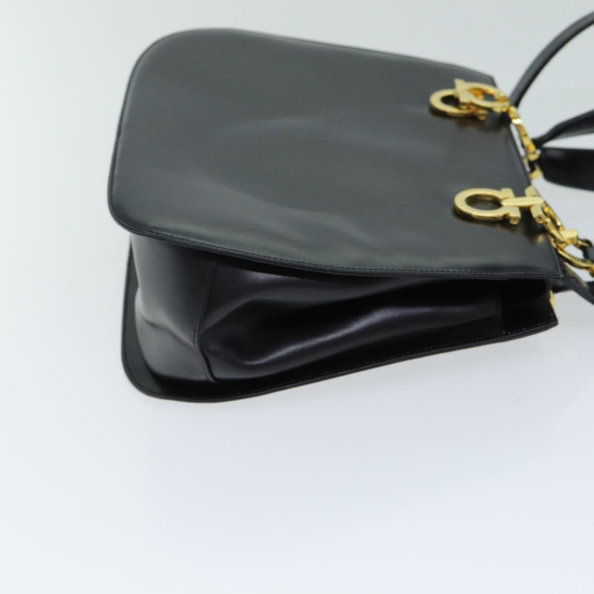 Salvatore Ferragamo Gancini Leather Black Leather Handbag (Pre-Owned)