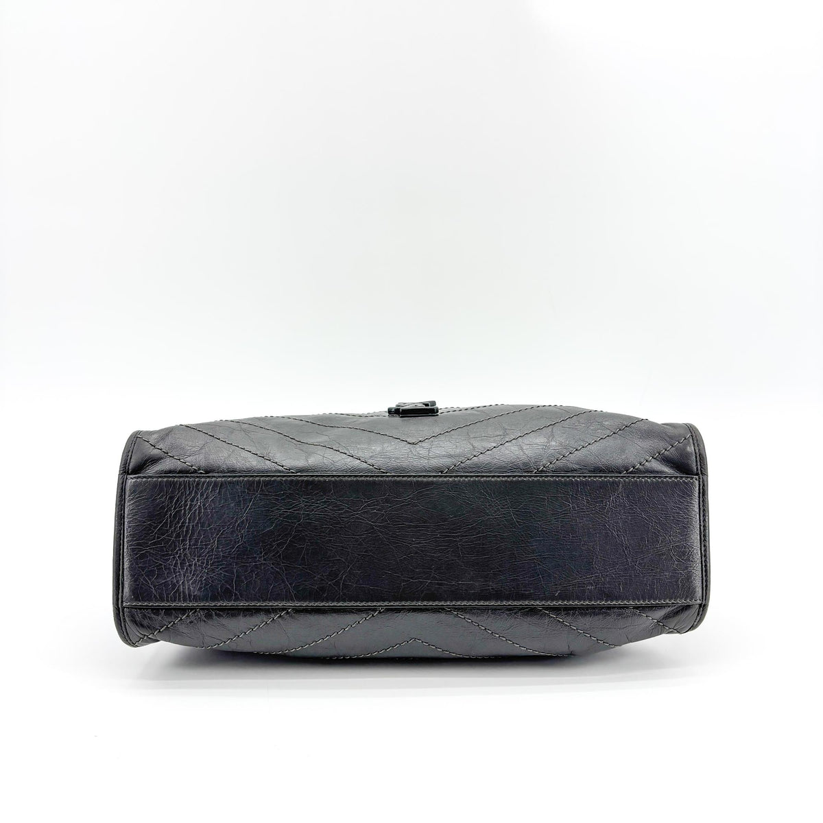 Saint Laurent Niki Shopping Matelasse Chevron Leather Gray Leather Tote Bag Bag (Pre-Owned)
