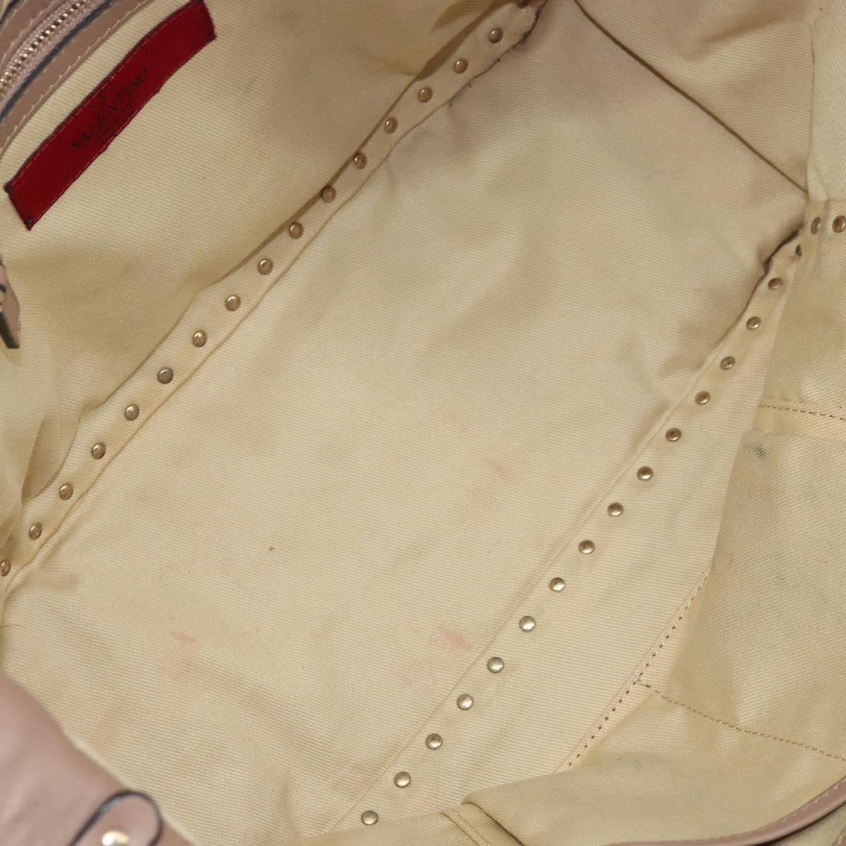 Valentino Garavani Rockstud Tote Soft Leather Beige Leather Tote Bag Bag (Pre-Owned)
