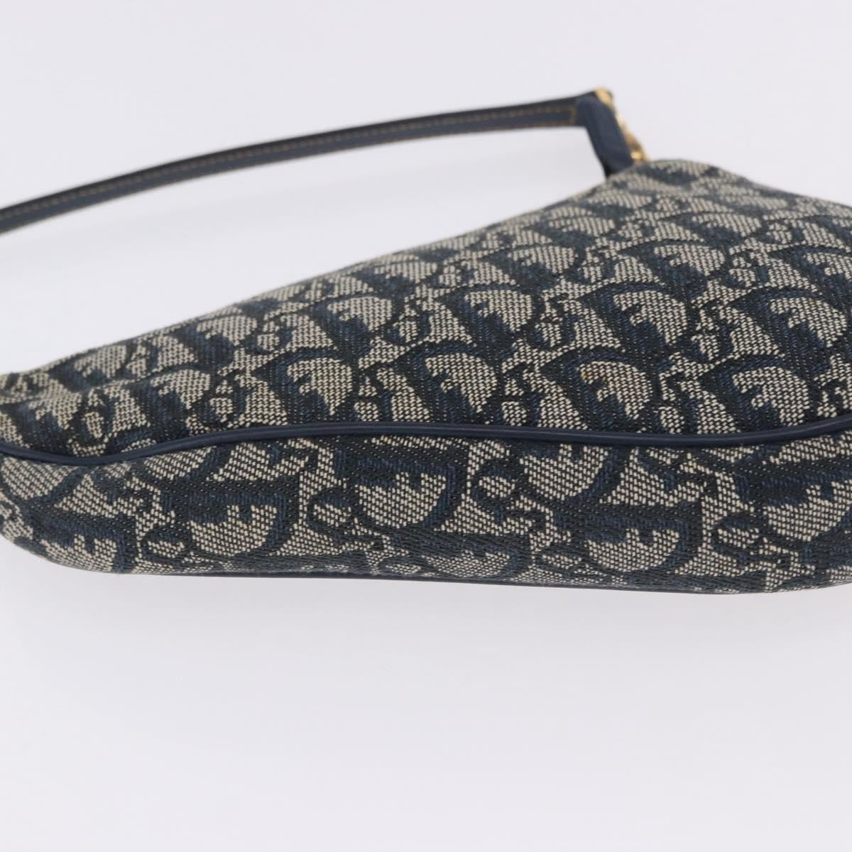 Christian Dior Vintage Saddle Bag Canvas Navy Canvas Clutche & Pouche Bag (Pre-Owned)