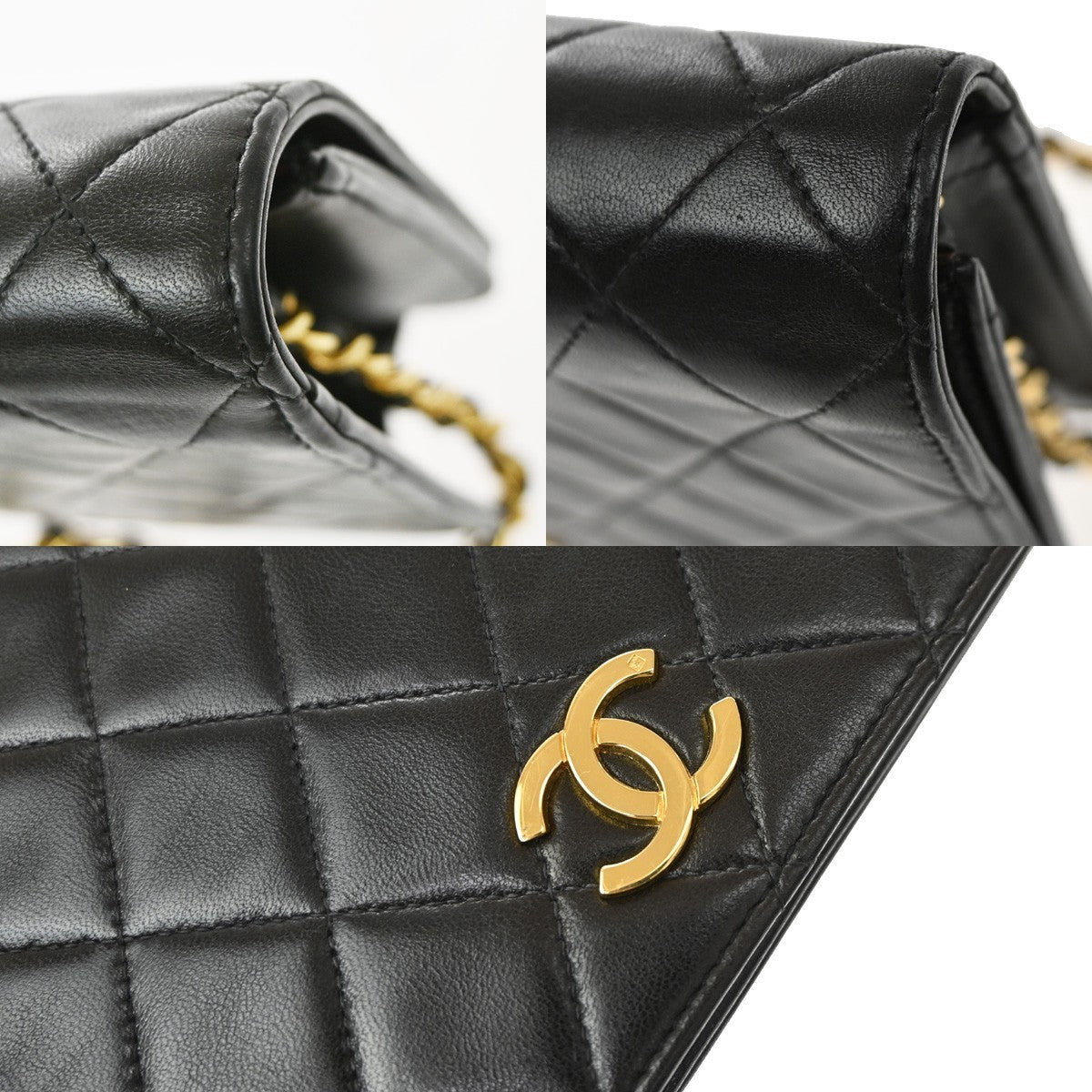 Chanel Cc Full Flap Wallet On Chain Quilted Caviar Black Leather Crossbody Bag Bag (Pre-Owned)