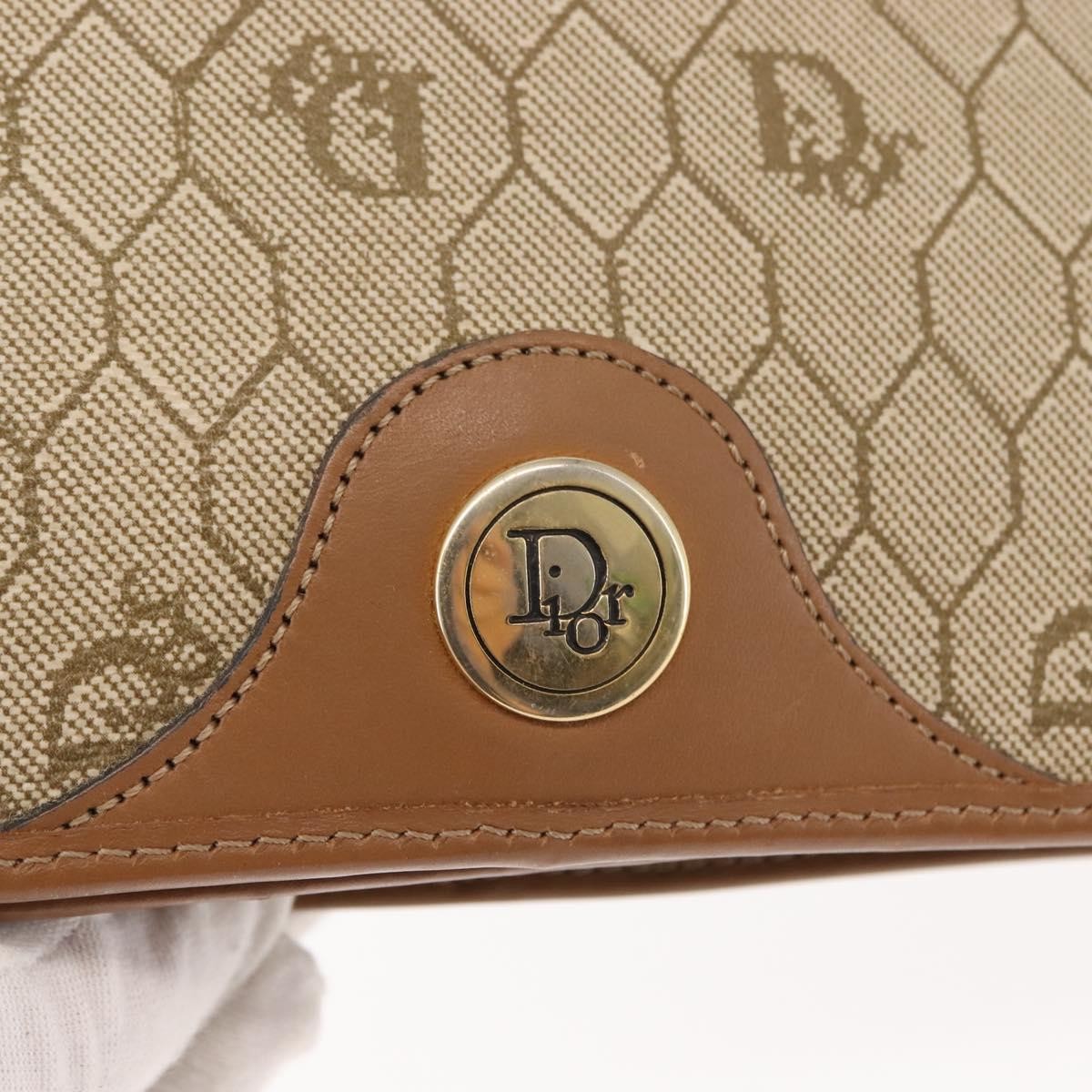 Christian Dior Vintage Honeycomb Zip Coated Canvas Beige Canvas Shoulder Bag Bag (Pre-Owned)