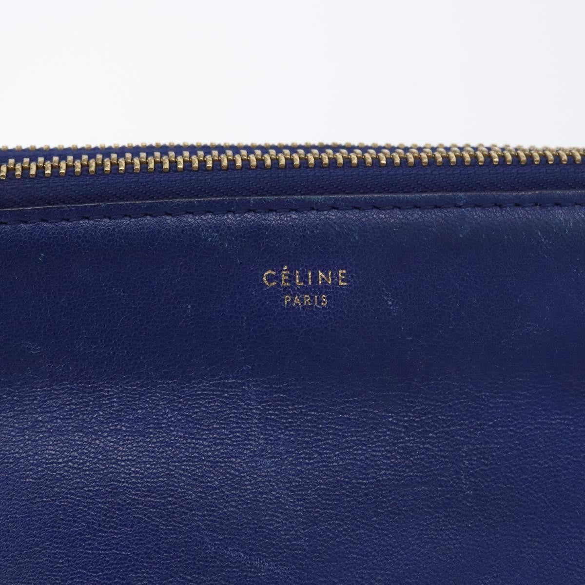 Celine Trio Leather Blue Leather Shoulder Bag Bag (Pre-Owned)