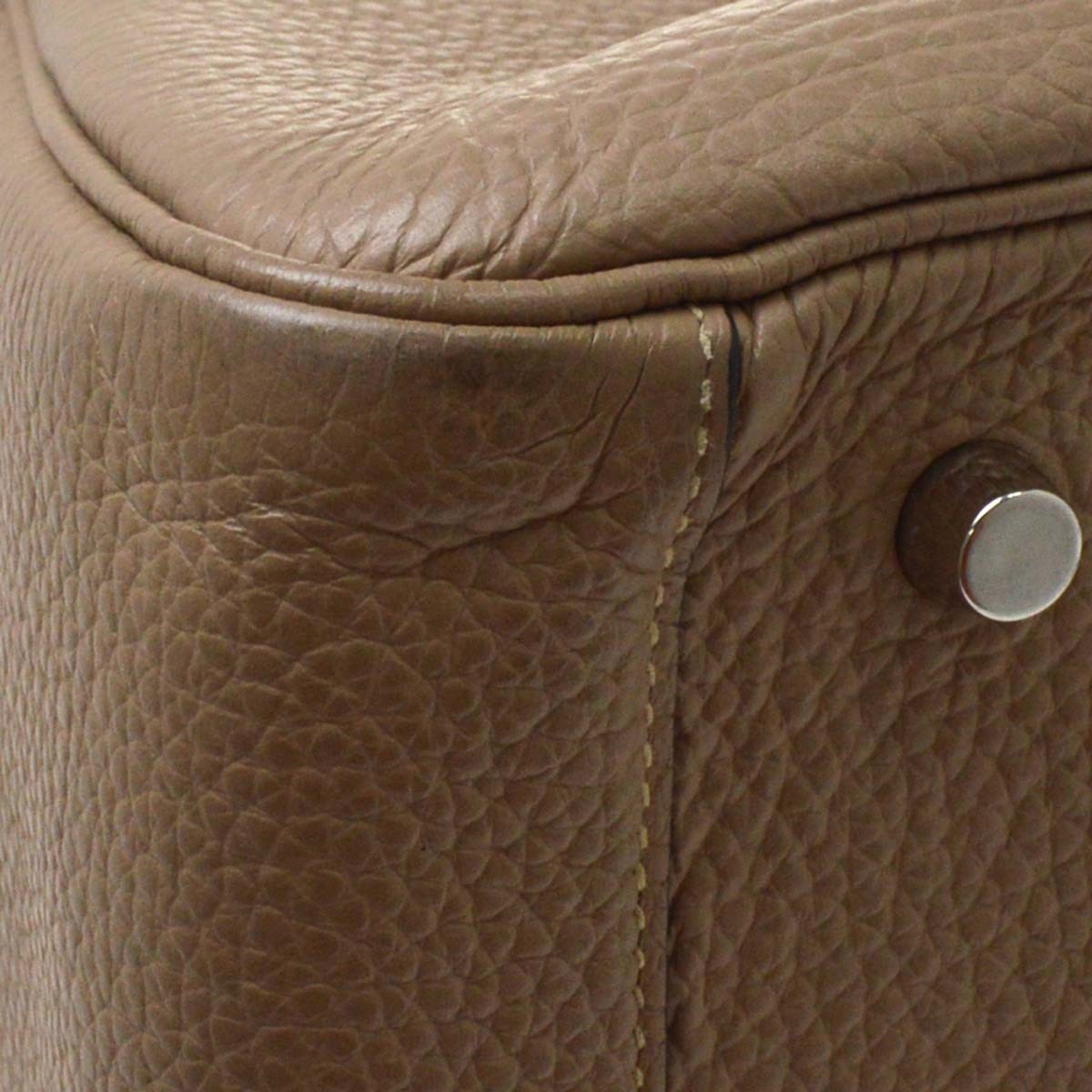Hermes Lindy Clemence Gray Leather Handbag (Pre-Owned)