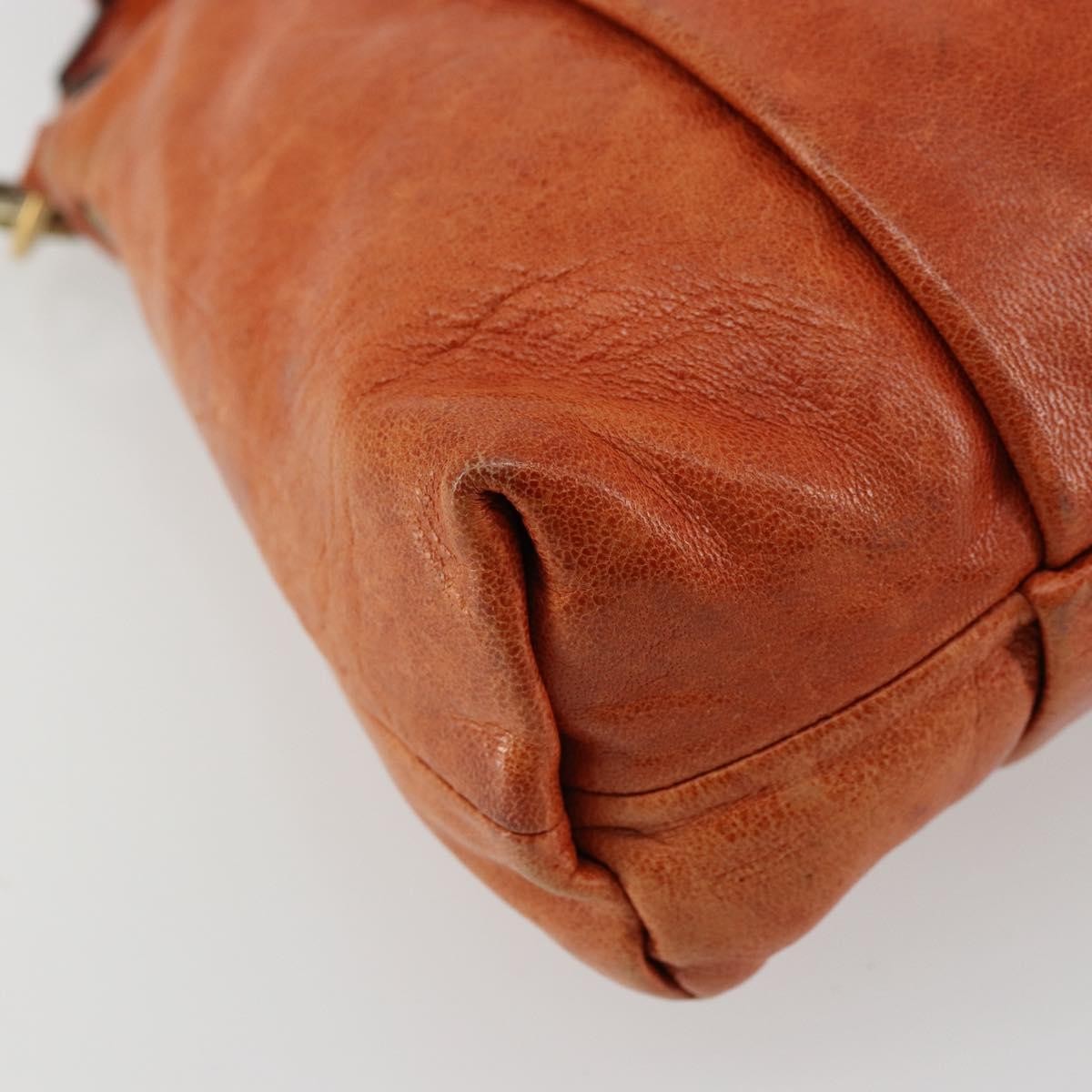 Chloe Heloise Zip Tote Leather Orange Leather Handbag (Pre-Owned)