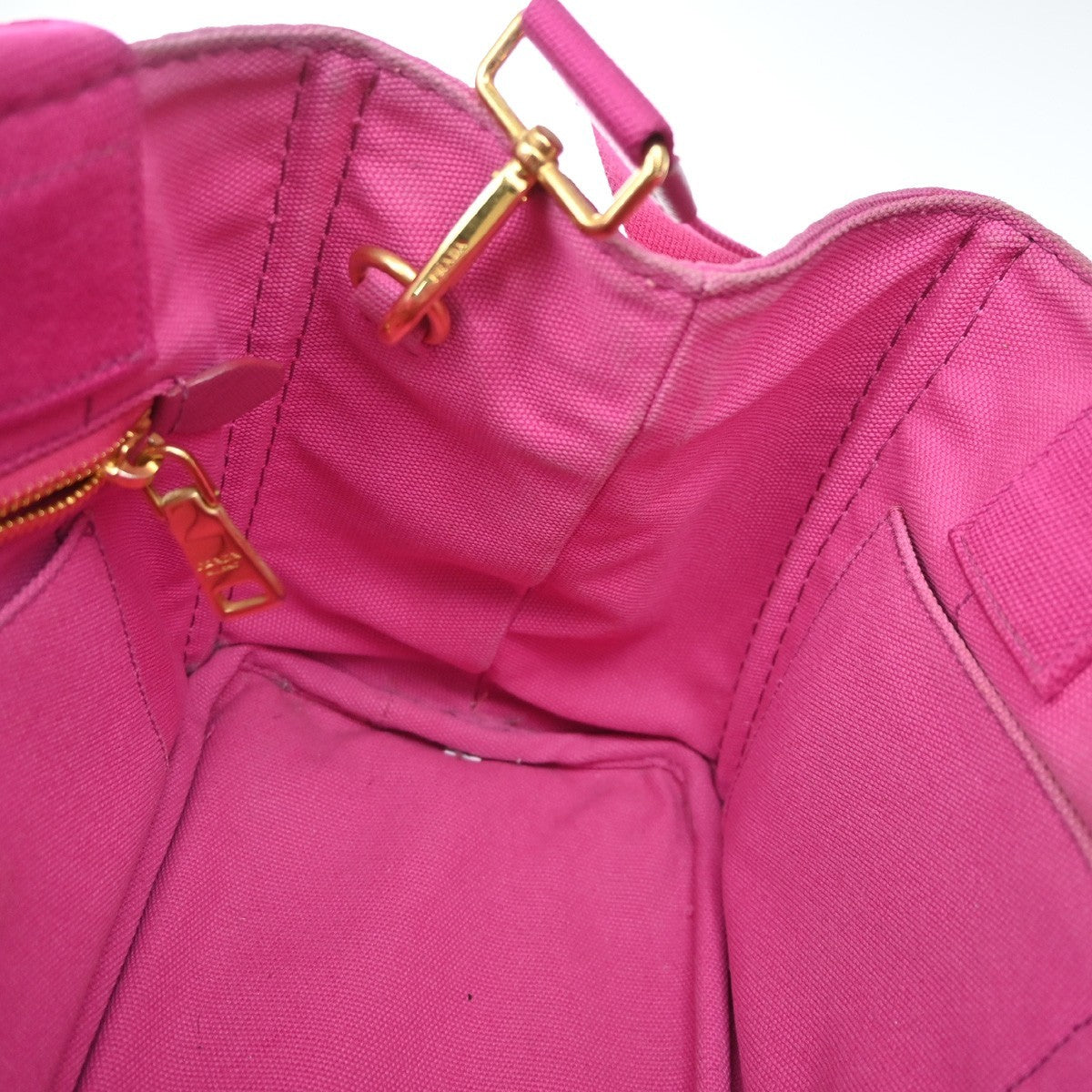 Prada Canapa Open Tote Canvas Pink Canvas Tote Bag Bag (Pre-Owned)