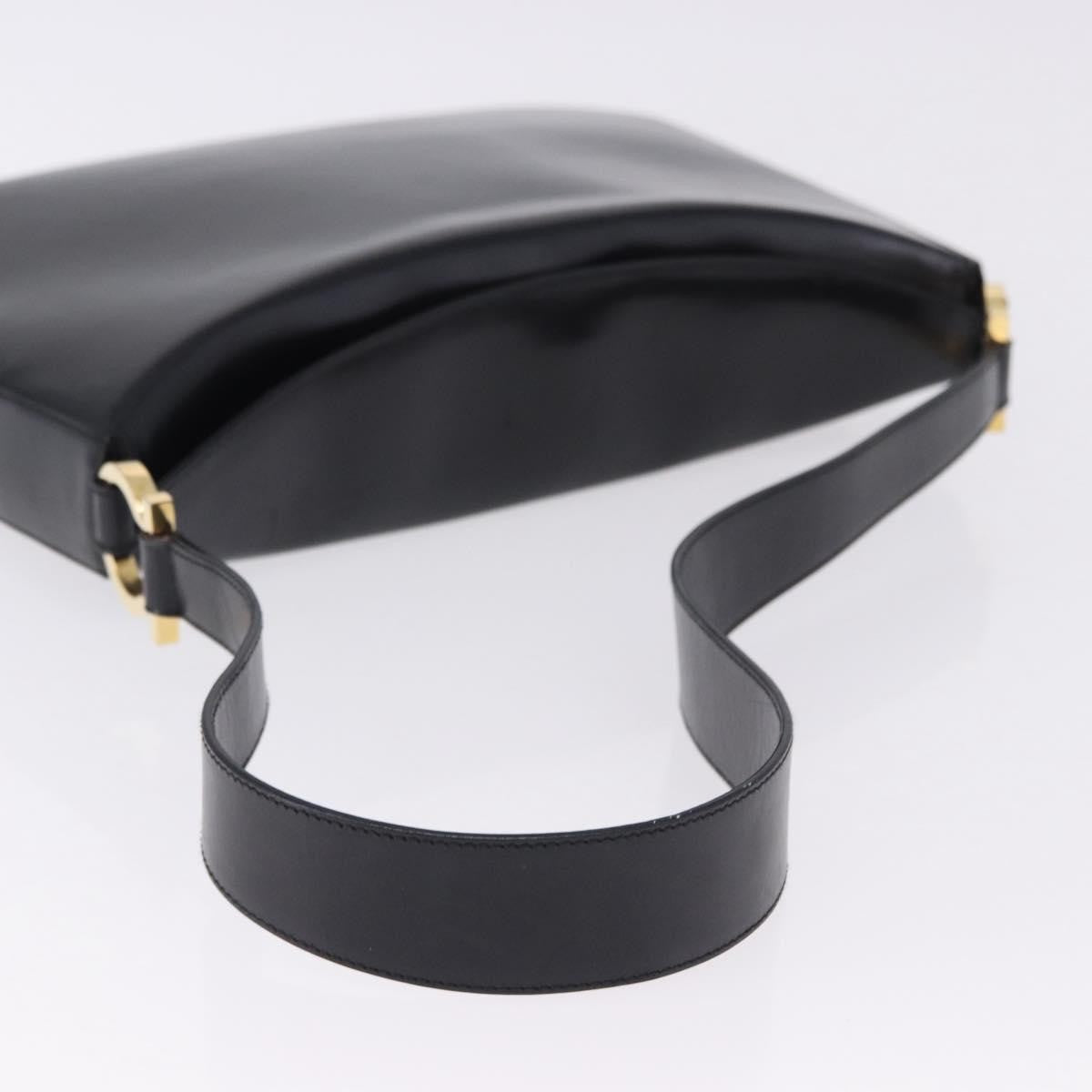 Salvatore Ferragamo Gancini Leather Black Leather Shoulder Bag Bag (Pre-Owned)