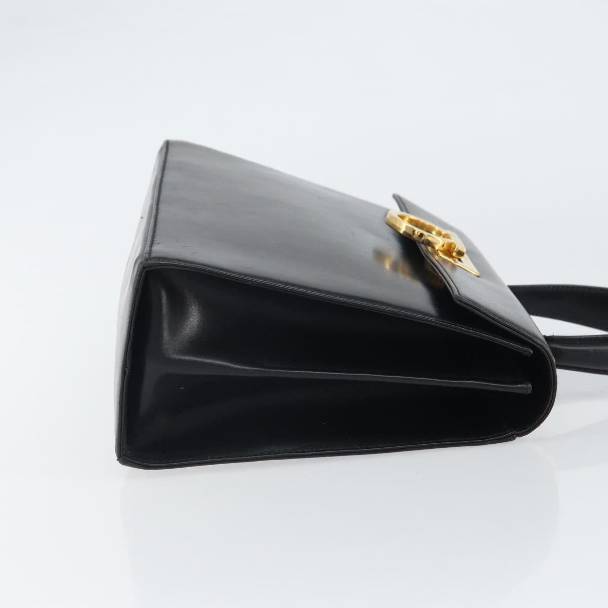 Salvatore Ferragamo Gancini Convertible Top Handle Leather Black Leather Handbag (Pre-Owned)