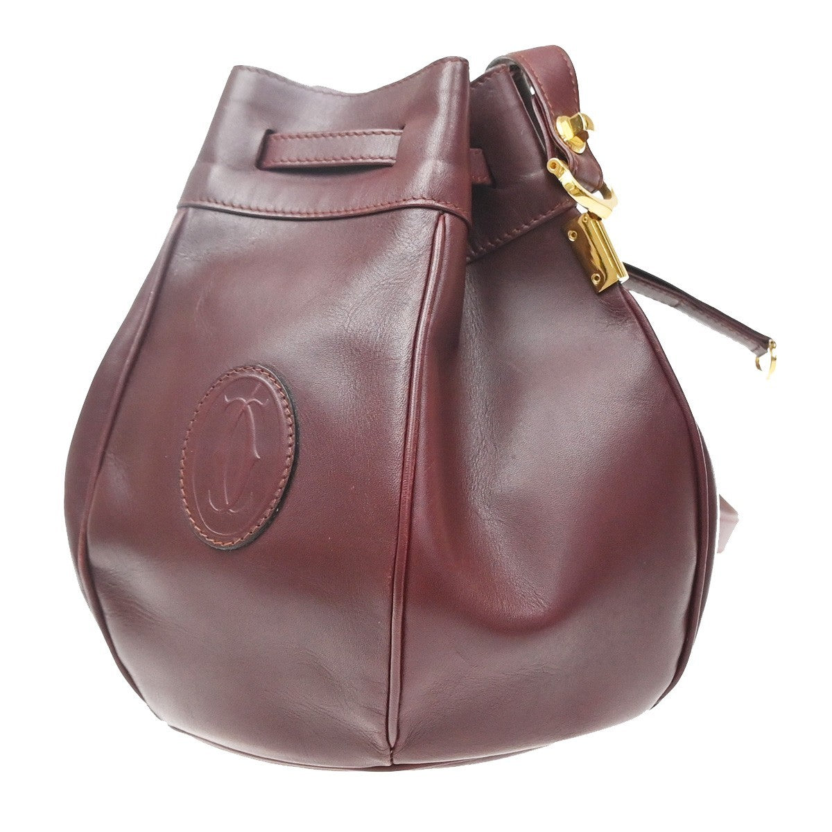 Cartier Must De Cartier Leather Burgundy Leather Shoulder Bag Bag (Pre-Owned)