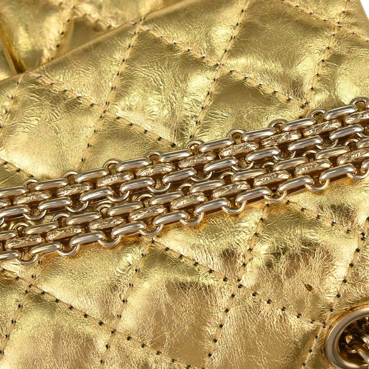 Chanel Reissue 2.55 Flap Metallic Leather Gold Calfskin Handbag (Pre-Owned)