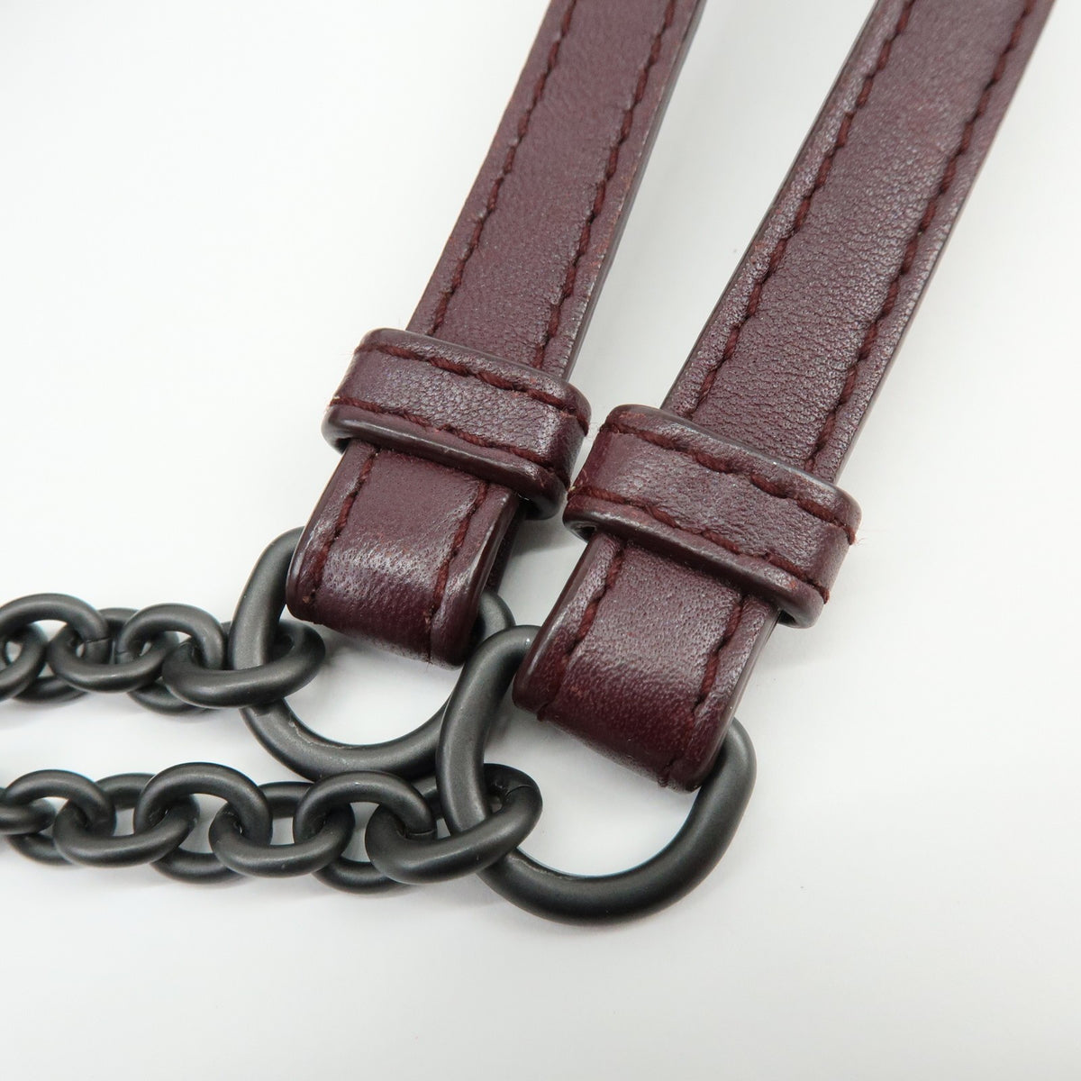 Bottega Veneta Double Chain Intrecciato Nappa Burgundy Leather Tote Bag Bag (Pre-Owned)