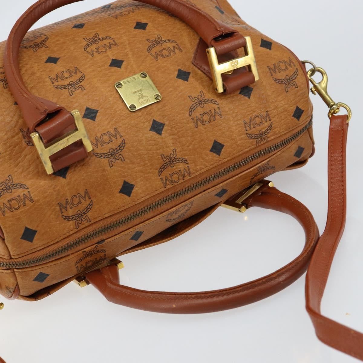 MCM Visetos Canvas And Leather Brown Canvas Handbag (Pre-Owned)