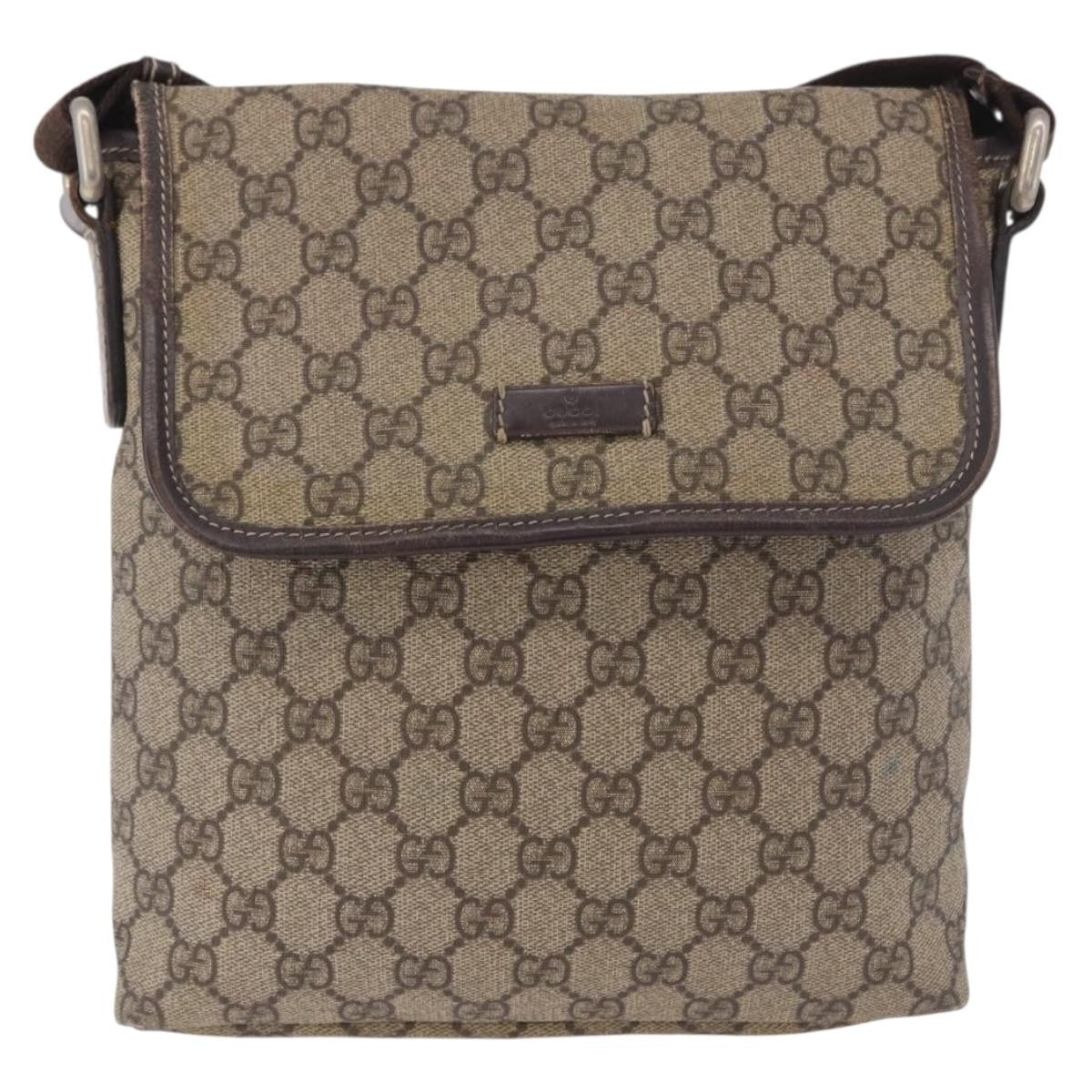 Gucci Flap Messenger Gg Coated Canvas Beige Canvas Shoulder Bag Bag (Pre-Owned)