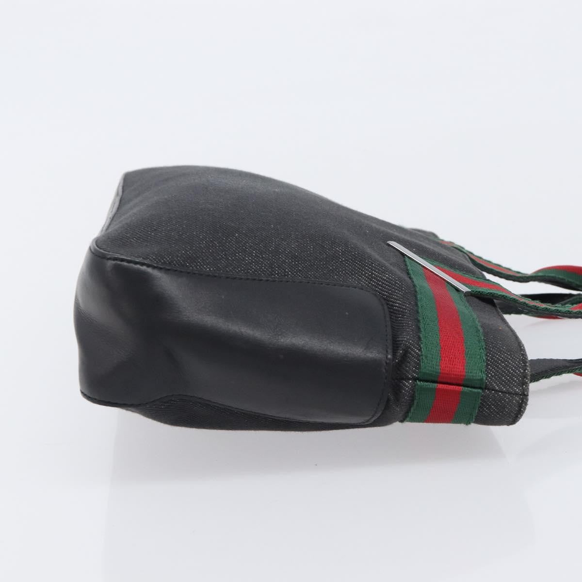 Gucci Sherry Line Tote Canvas Black Canvas Tote Bag Bag (Pre-Owned)