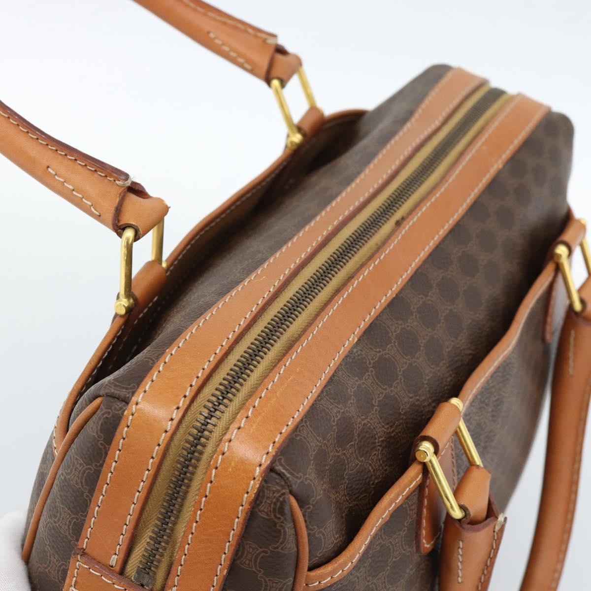 Celine Vintage Macadam Boston Canvas Brown Canvas Handbag (Pre-Owned)