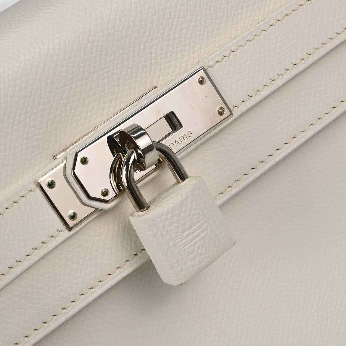 Hermes Kelly Sellier Epsom White Leather Handbag (Pre-Owned)