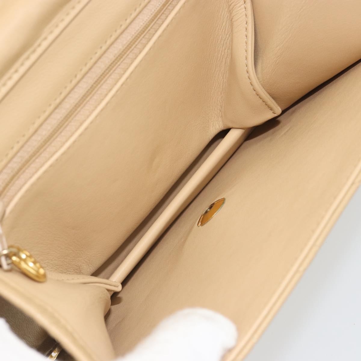 Chanel Vintage Clutch With Chain Quilted Leather Beige Leather Clutche & Pouche Bag (Pre-Owned)