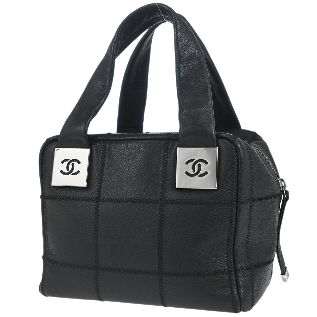 Chanel Square Stitch Satchel Caviar Black Leather Handbag (Pre-Owned)