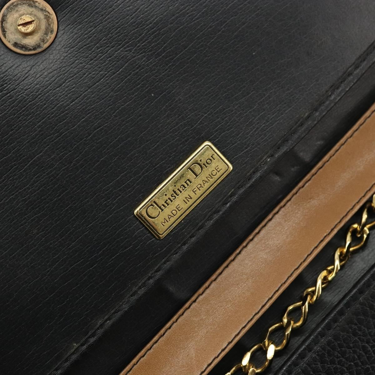 Christian Dior Flap Shoulder Leather Black Leather Shoulder Bag Bag (Pre-Owned)