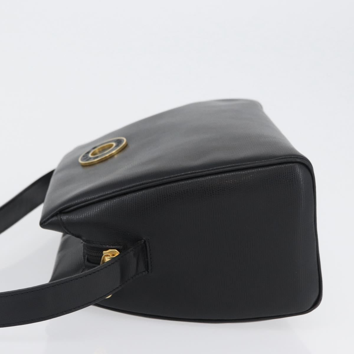 Celine Circle Logo Leather Black Leather Shoulder Bag Bag (Pre-Owned)