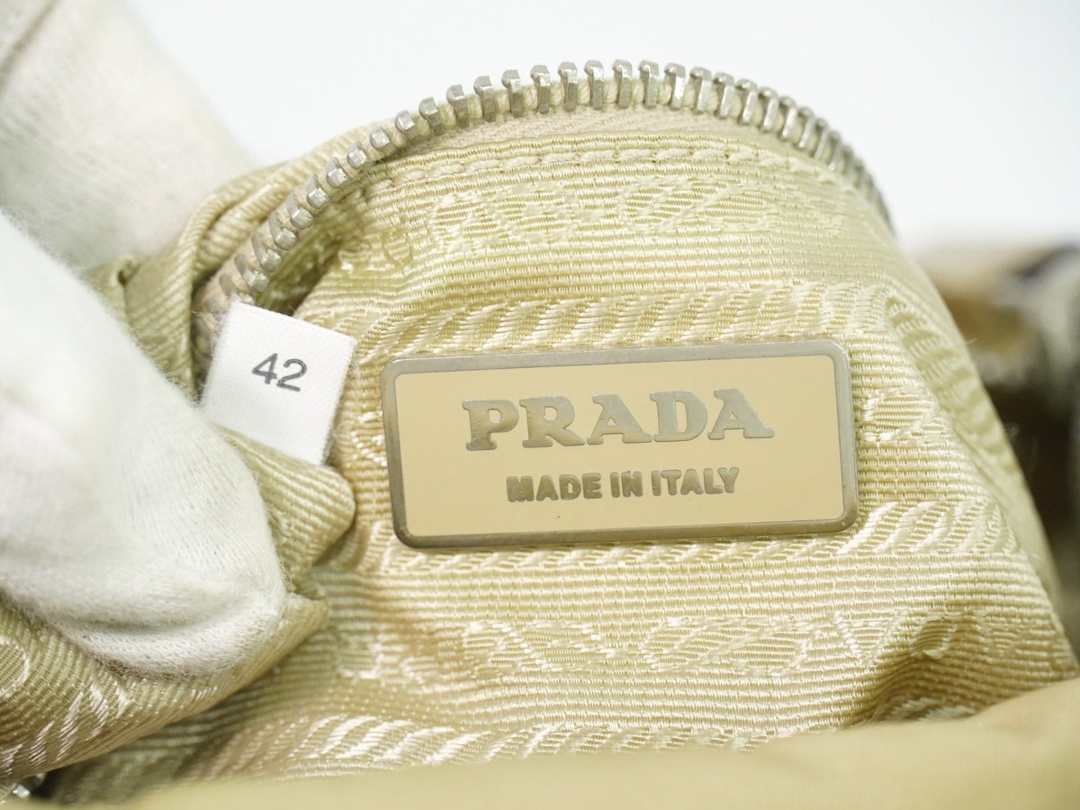Prada Buckle Messenger Tessuto Beige Nylon Shoulder Bag Bag (Pre-Owned)