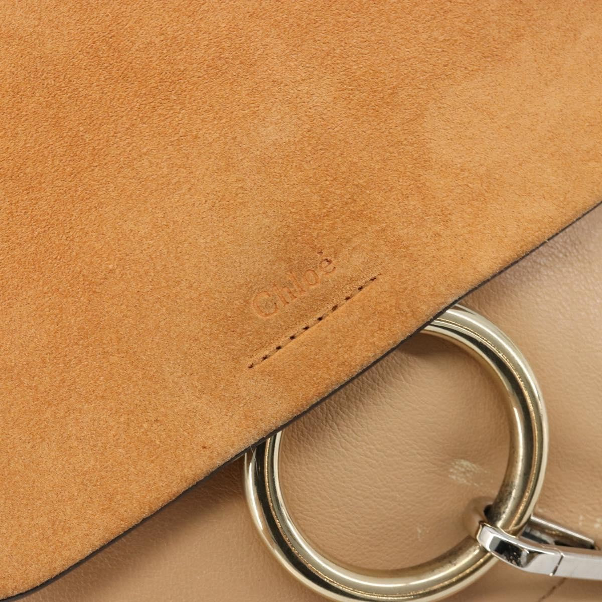 Chloe Faye Suede With Applique Beige Leather Backpack Bag (Pre-Owned)