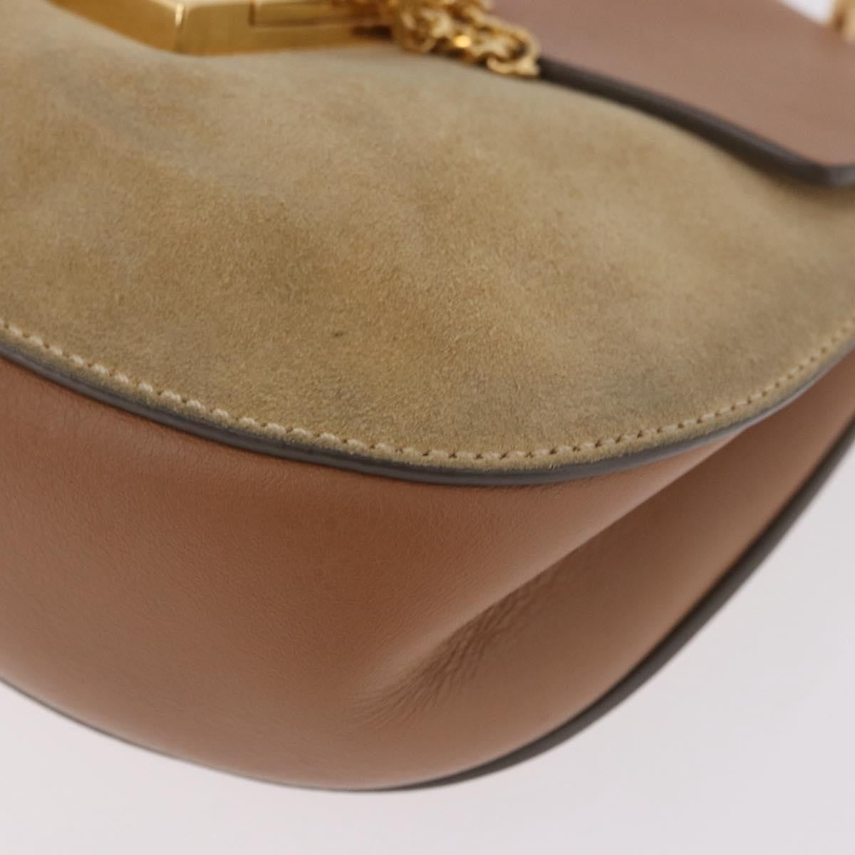 Chloe Drew Shoulder Leather Beige Suede Handbag (Pre-Owned)