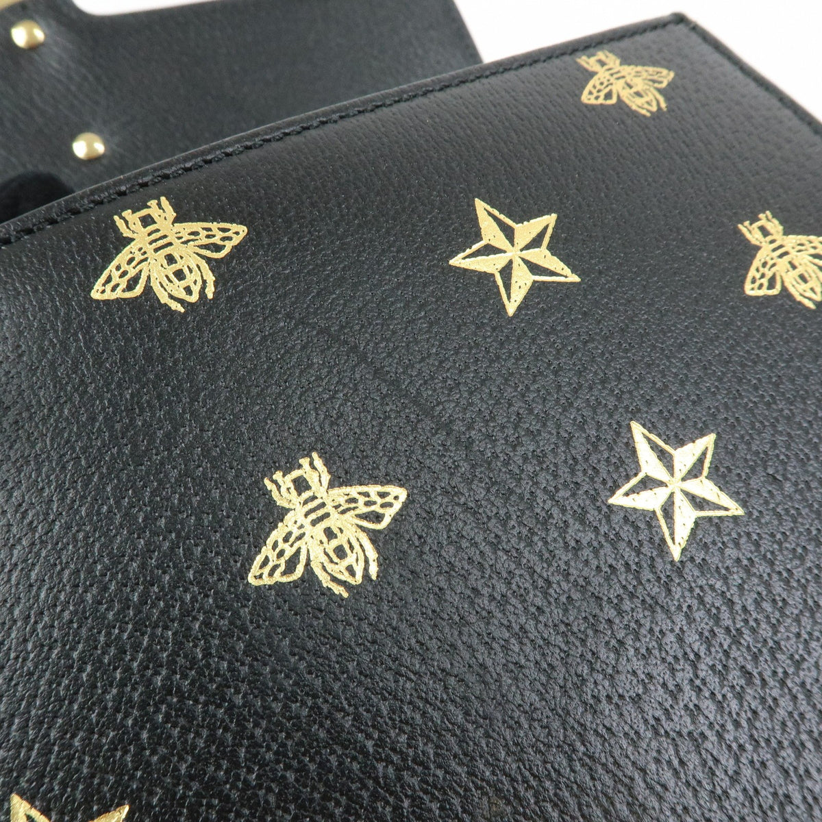 Gucci Sylvie Printed Leather Black Leather Shoulder Bag Bag (Pre-Owned)