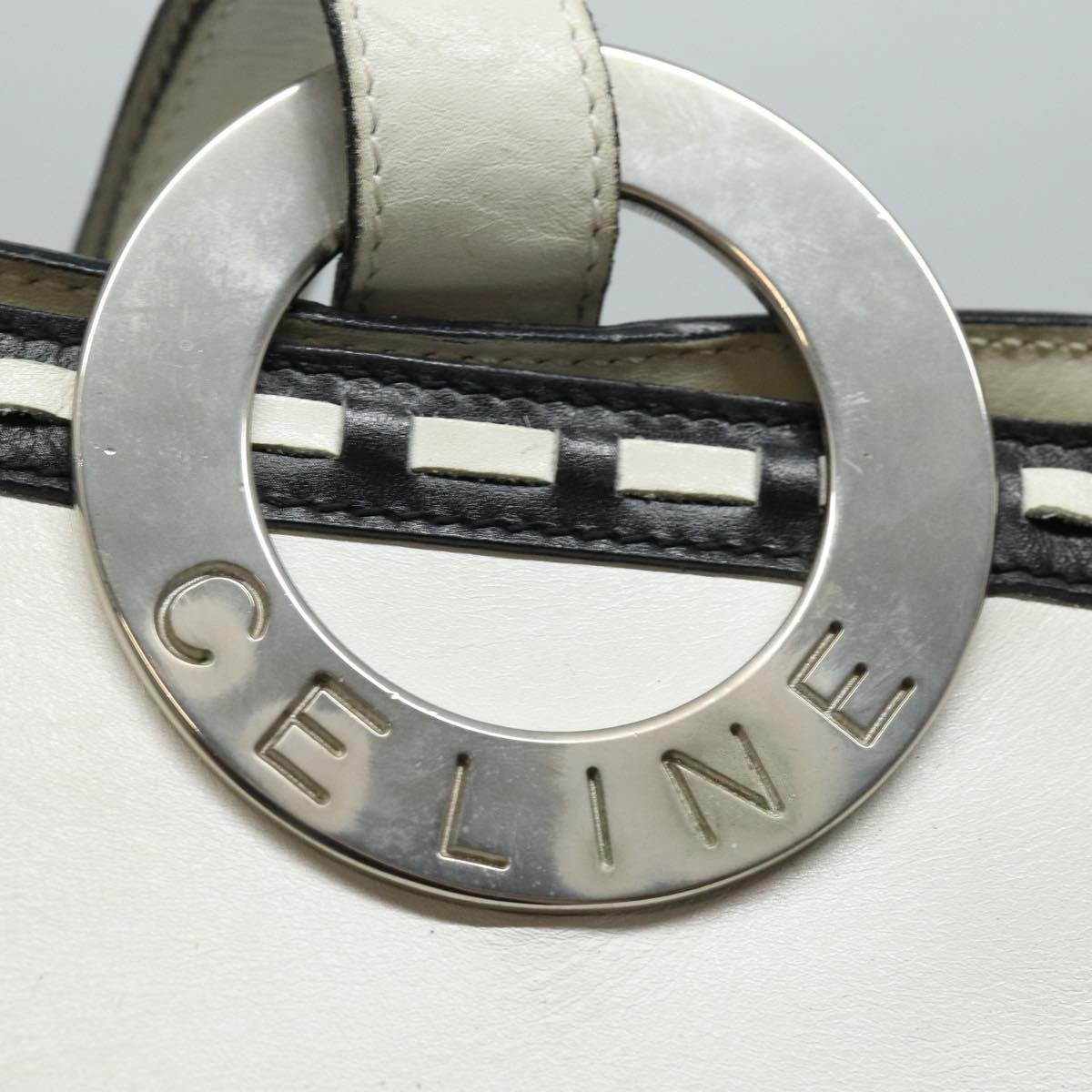 Celine Vintage Circle Logo Leather White Leather Shoulder Bag Bag (Pre-Owned)
