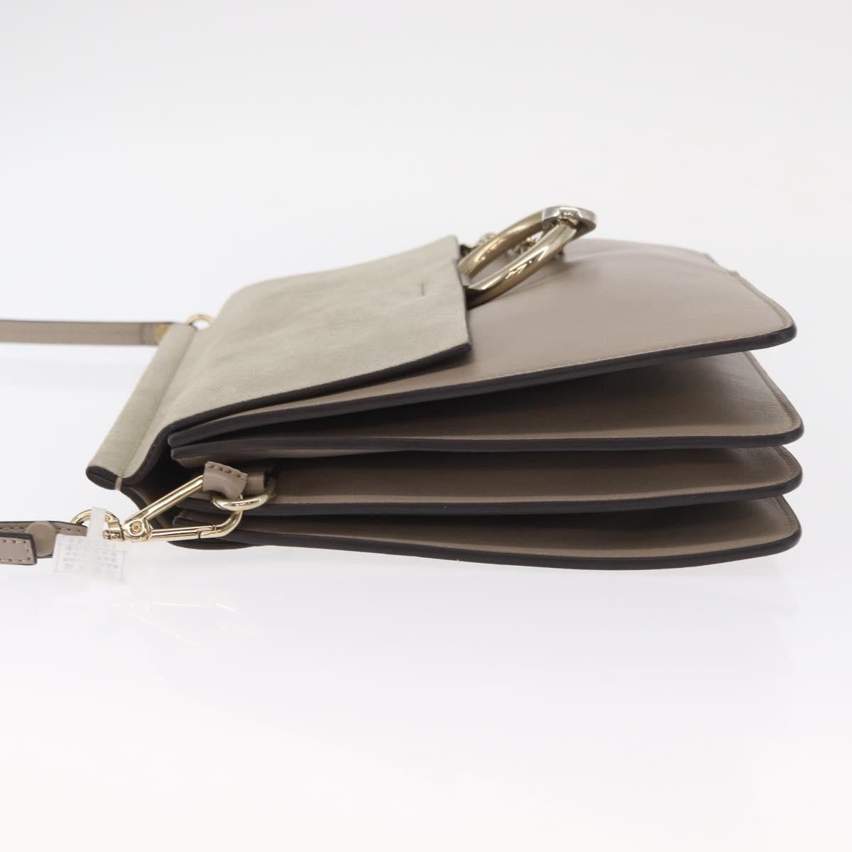 Chloe Faye Leather And Suede Beige Suede Shoulder Bag Bag (Pre-Owned)