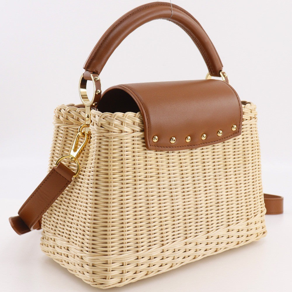 Louis Vuitton Capucines Wicker With Leather Beige Wicker Handbag (Pre-Owned)