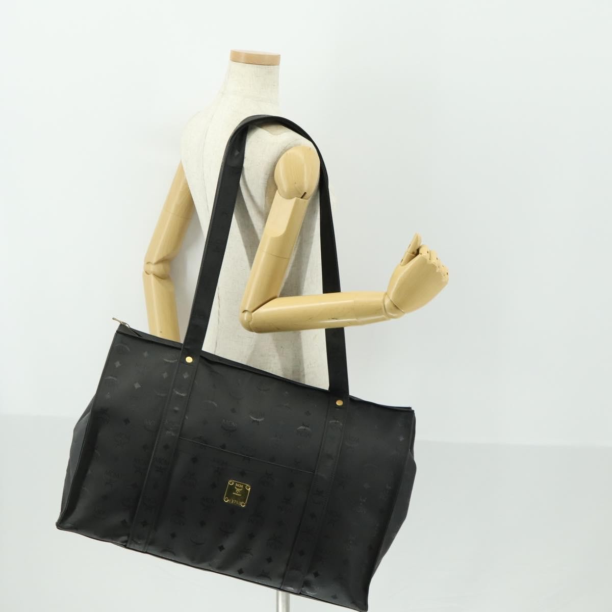 MCM Vintage Visetos Canvas Black Canvas Tote Bag Bag (Pre-Owned)