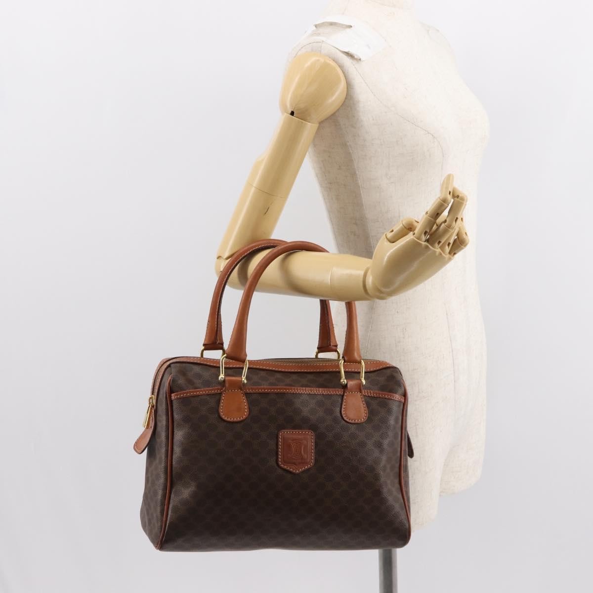 Celine Vintage Macadam Canvas And Leather Brown Canvas Handbag (Pre-Owned)