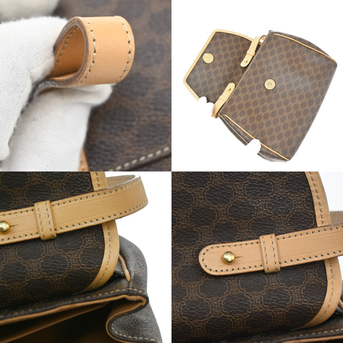 Celine Macadam Shoulder Canvas Brown Canvas Crossbody Bag Bag (Pre-Owned)