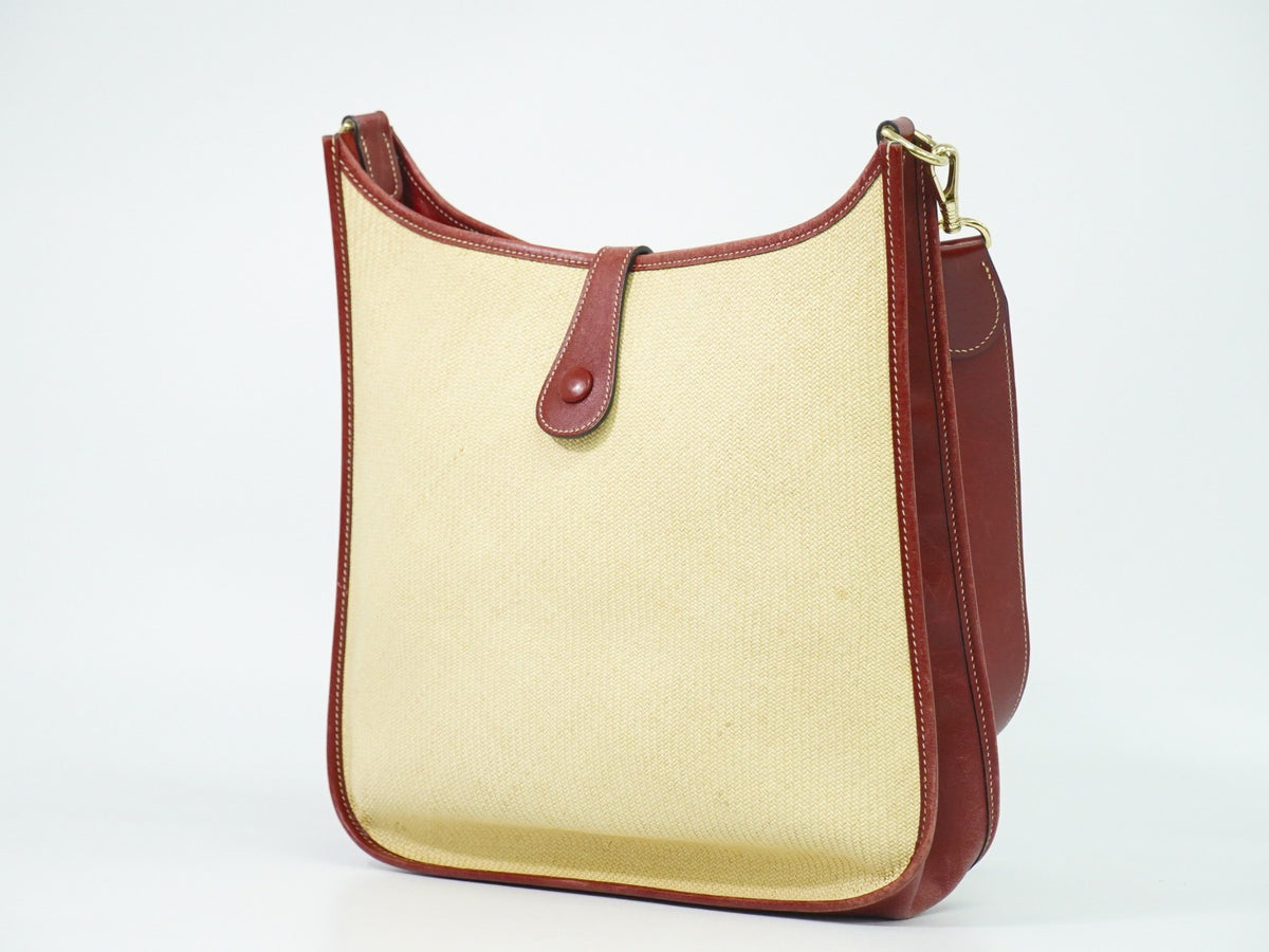 Hermes Evelyne Bag Gen I Panama Beige Leather Handbag (Pre-Owned)