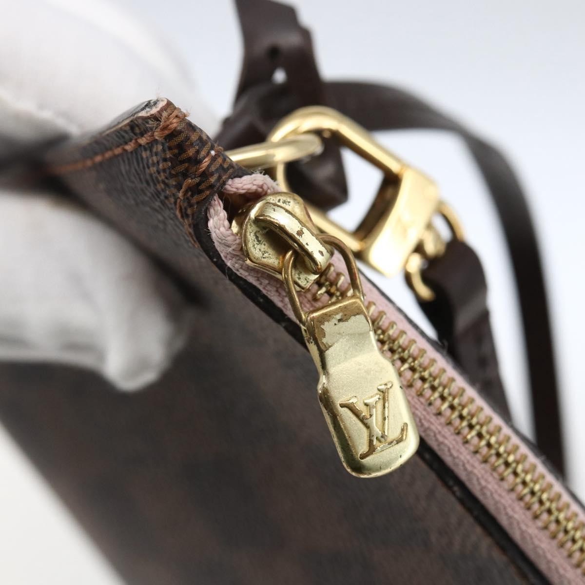 Louis Vuitton Neverfull Pochette Damier Ebene Brown Canvas Clutche & Pouche Bag (Pre-Owned)