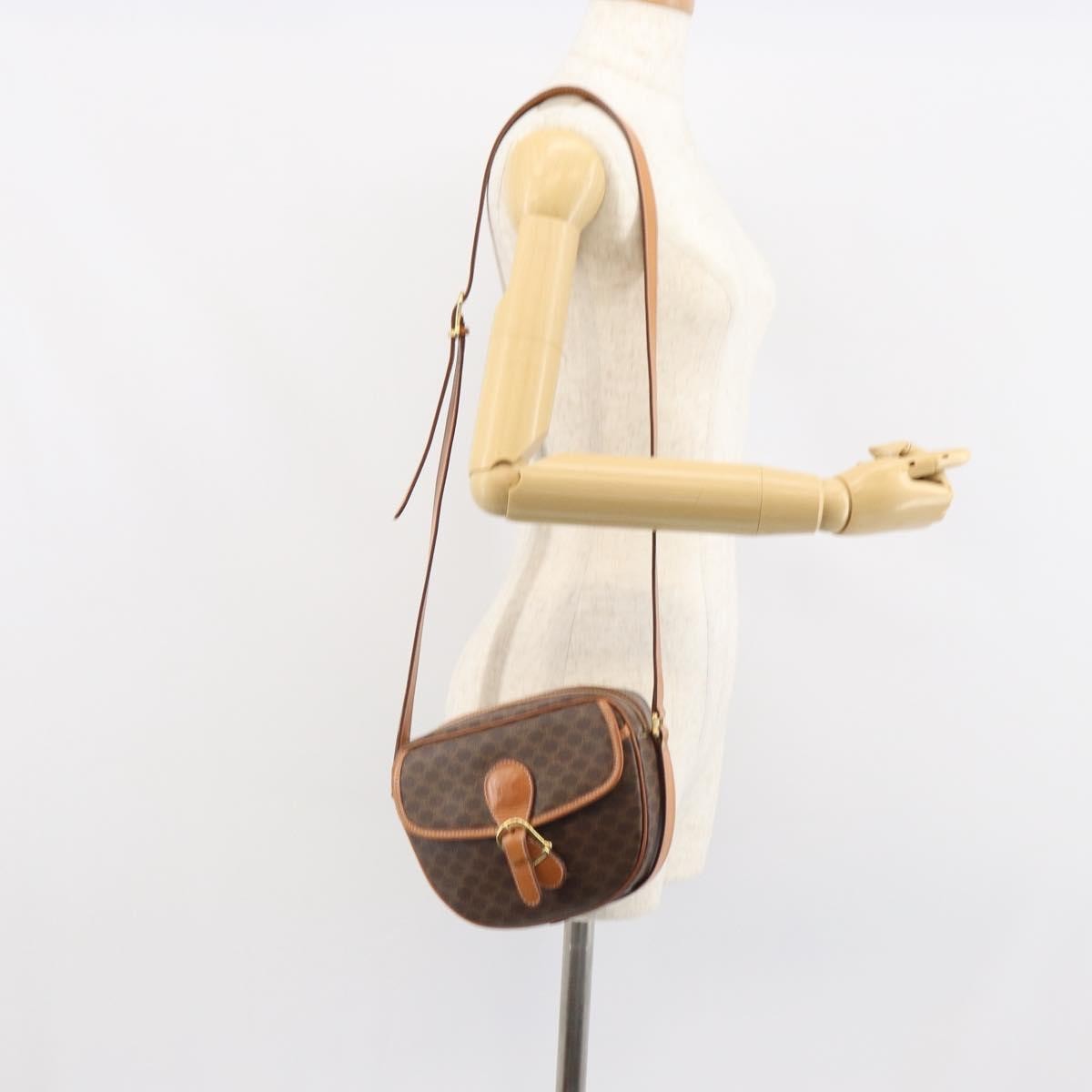 Celine Vintage Macadam Canvas And Leather Brown Canvas Shoulder Bag Bag (Pre-Owned)