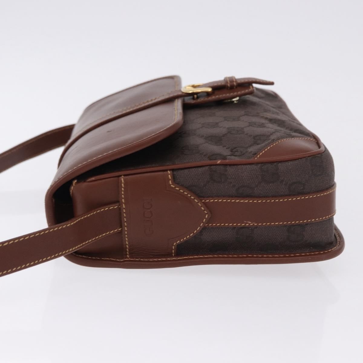 Gucci Flap Shoulder Bag Gg Canvas & Leather Brown Canvas Crossbody Bag Bag (Pre-Owned)