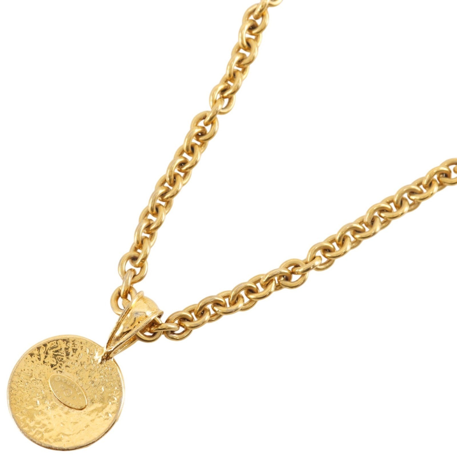 Chanel Vintage Cc Round Pendant Long Metal Gold Gold_Plated Necklace Jewelry (Pre-Owned)