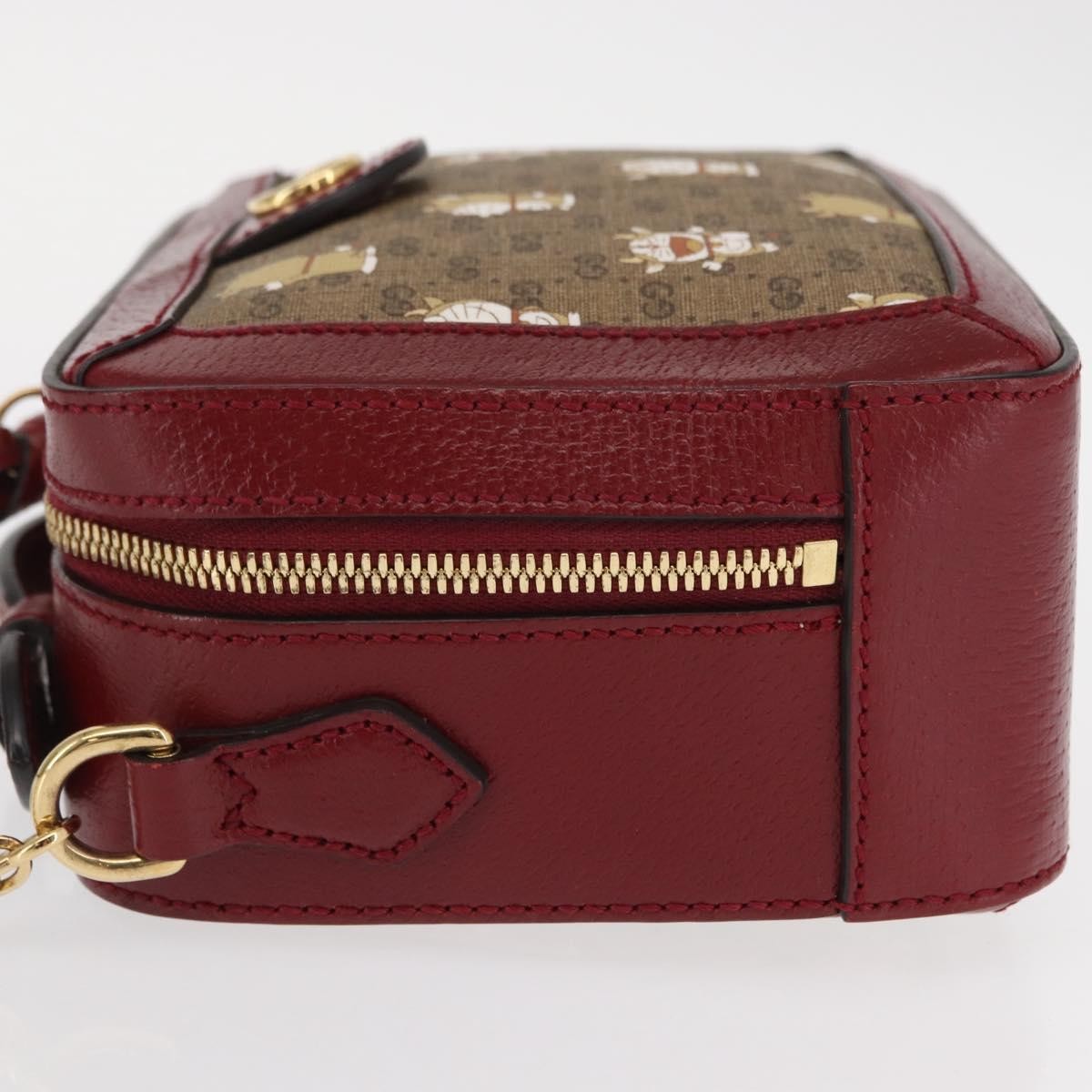 Gucci Doraemon Ophidia Zip Around Camera Printed Mini Gg Coated Canvas Beige Canvas Handbag (Pre-Owned)