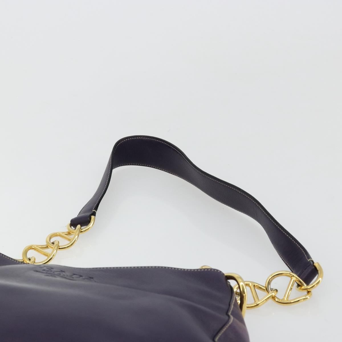Prada Chain Leather Purple Leather Handbag (Pre-Owned)