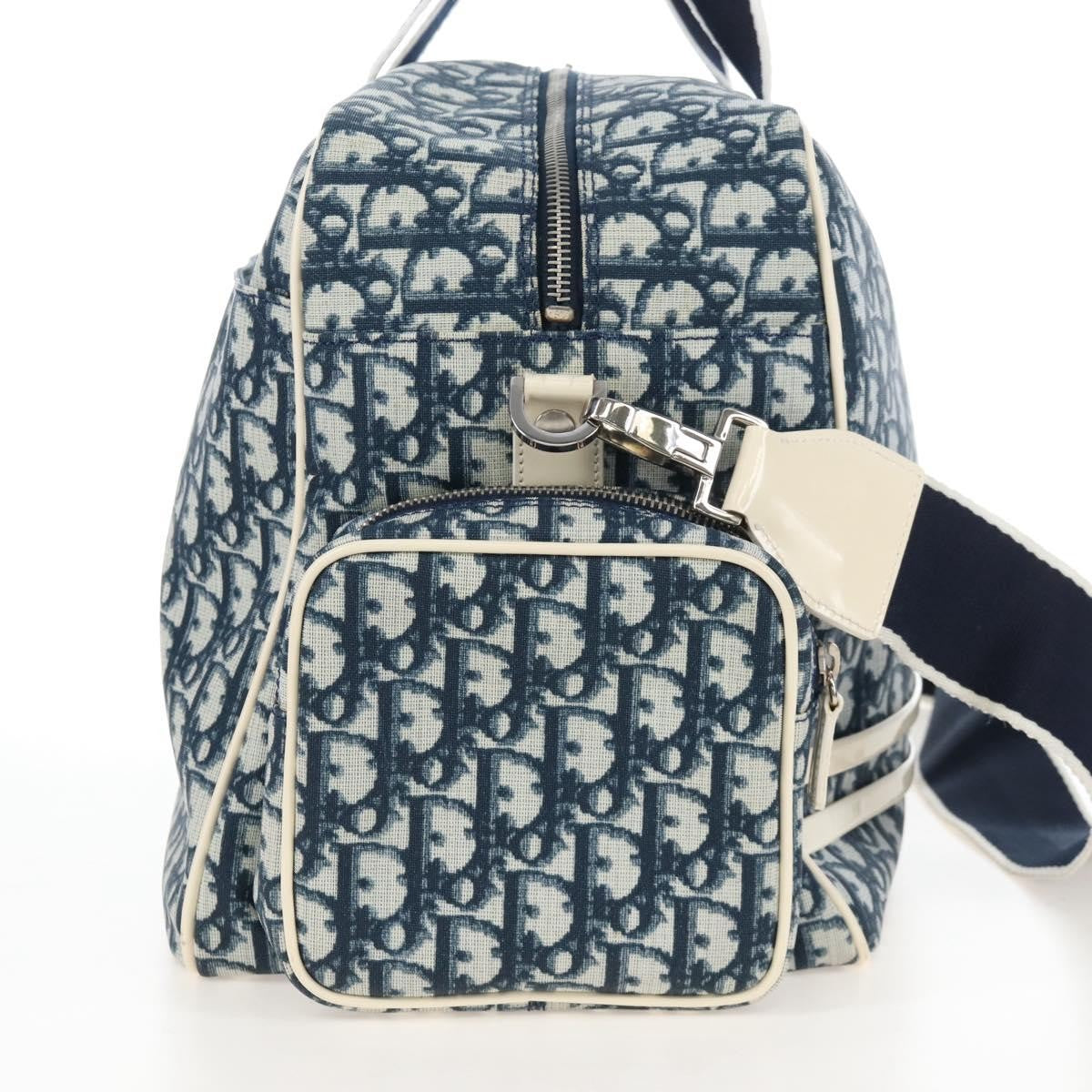 Christian Dior Vintage Girly Boston Diorissimo Canvas Navy Canvas Handbag (Pre-Owned)