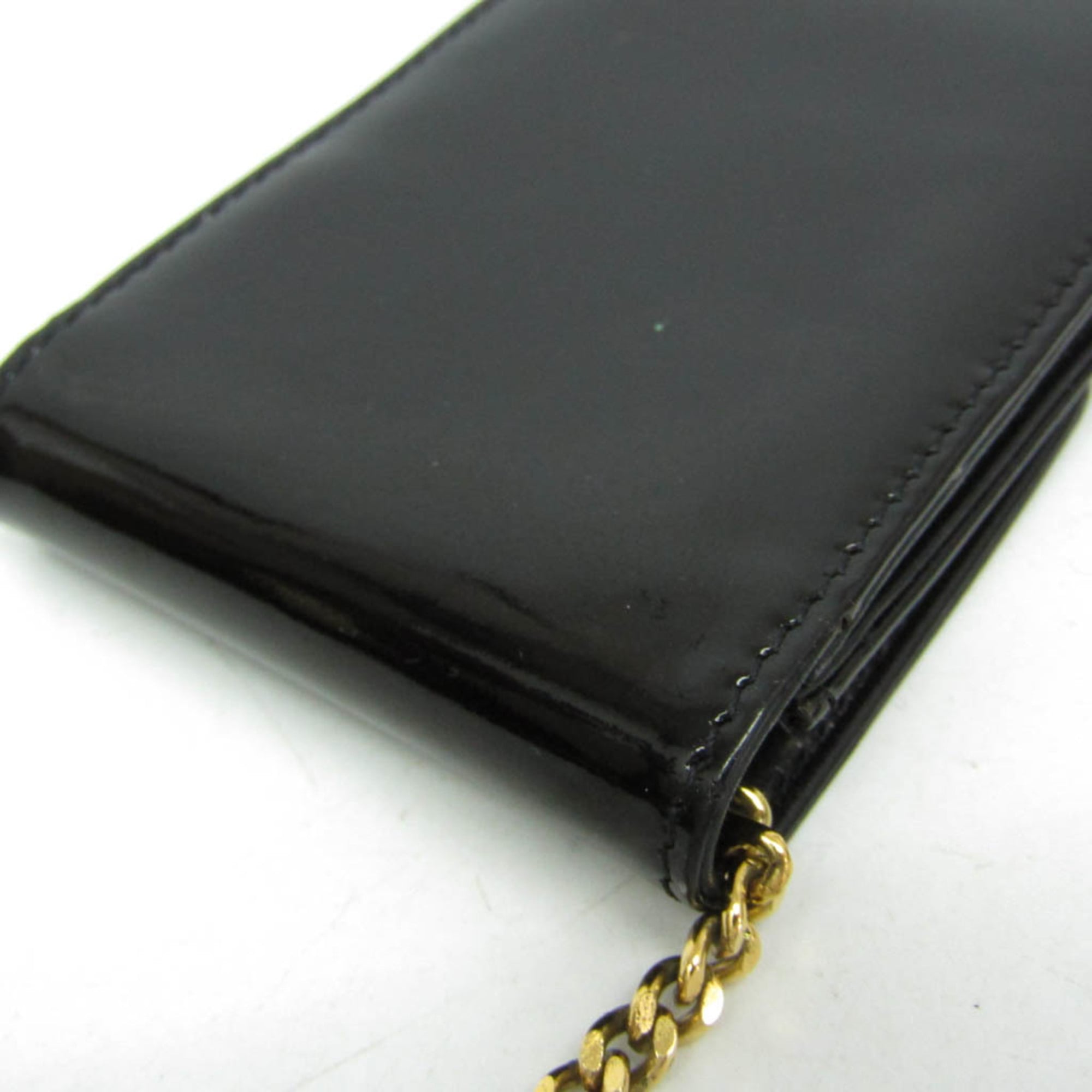 Chanel Key Pouch Patent Black Leather Clutche & Pouche Bag (Pre-Owned)